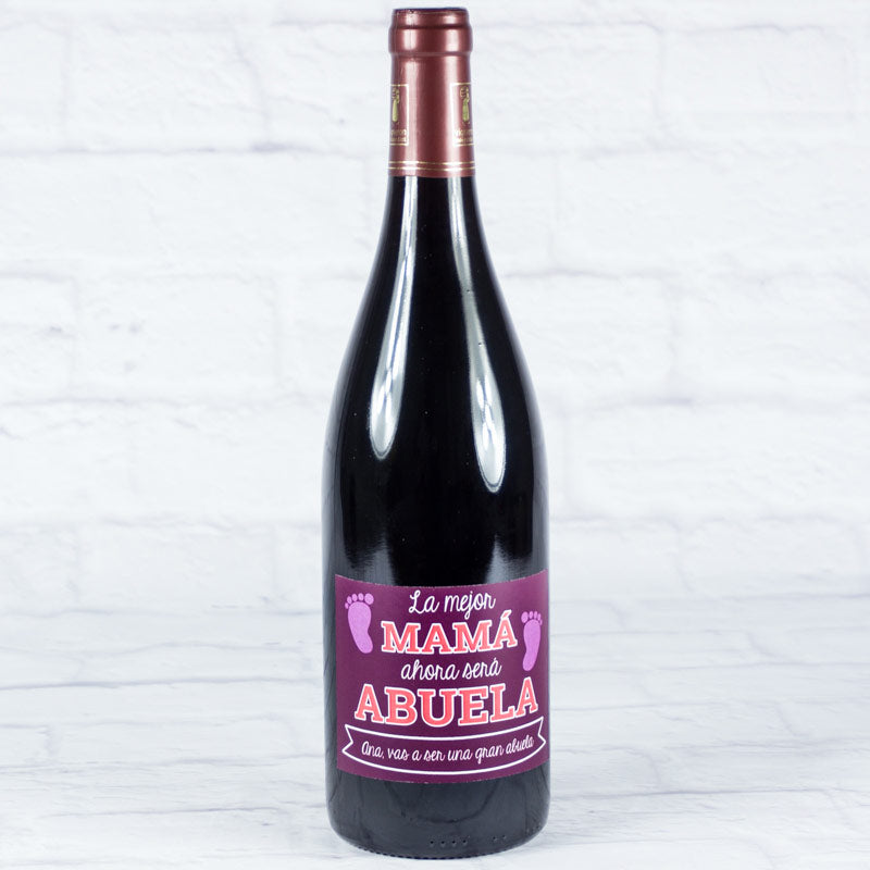 Botella de vino para abuela personalizada