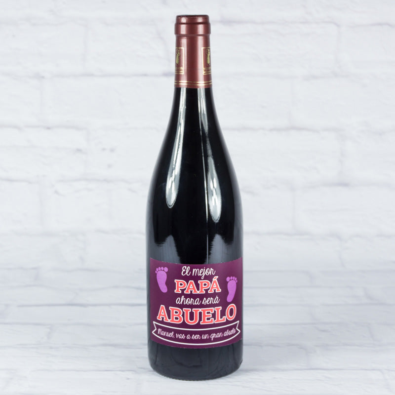 Botella de vino para abuelo personalizada