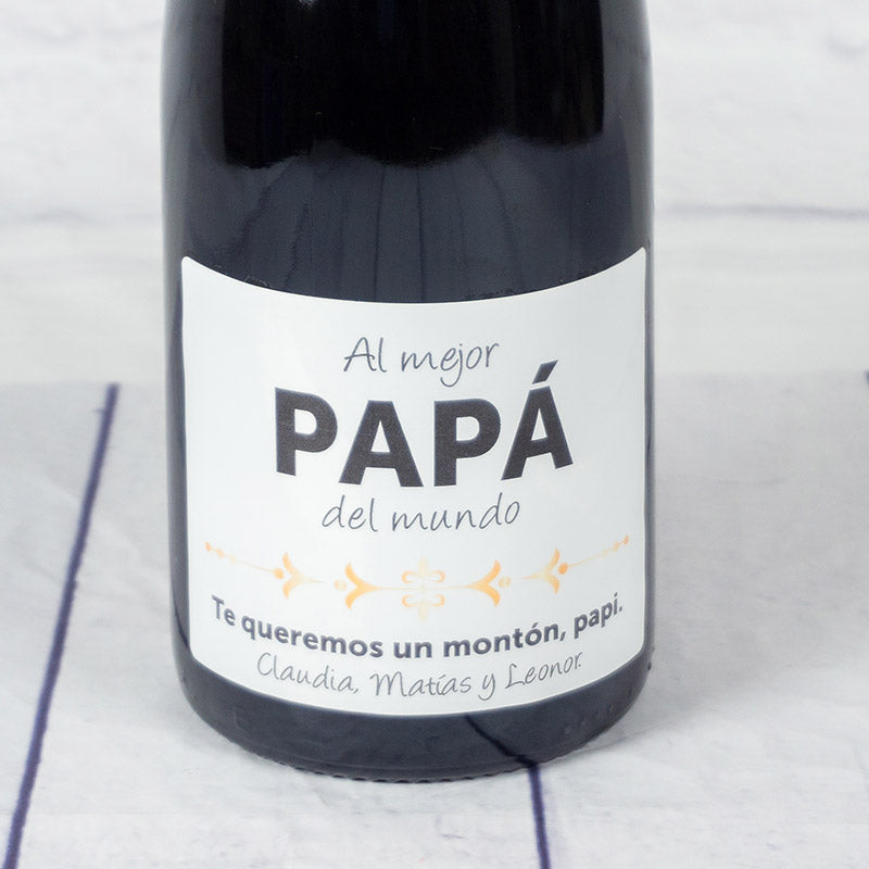 Botella de vino personalizada al mejor Papá