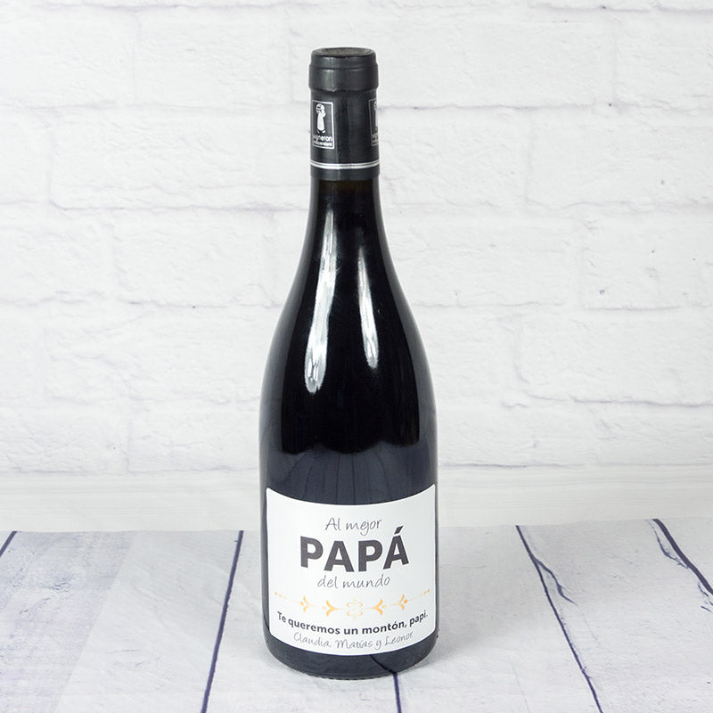 Botella de vino personalizada al mejor Papá