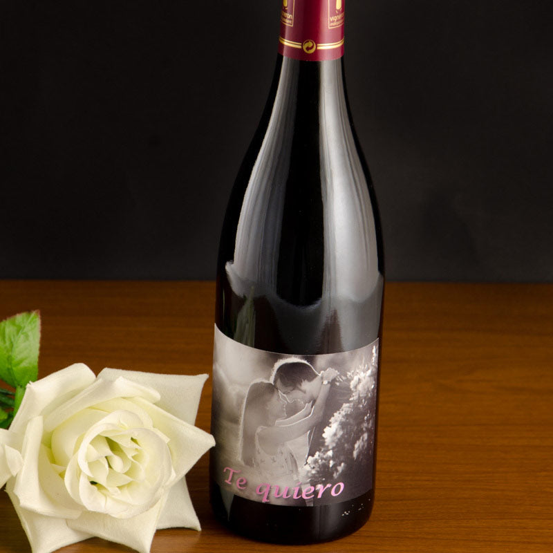 Botella de vino personalizada con foto