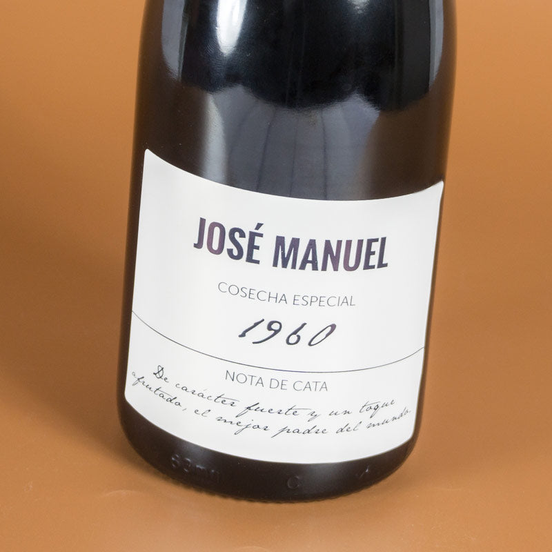 Botella de vino personalizada cosecha especial