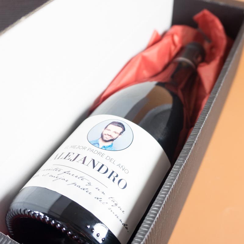 Botella de vino personalizada elegante con foto