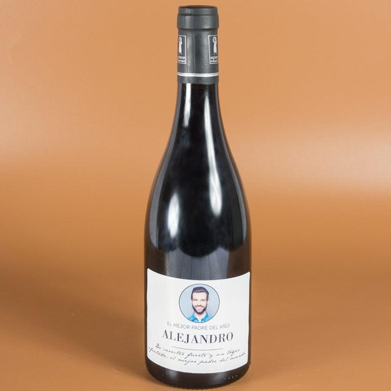 Botella de vino personalizada elegante con foto