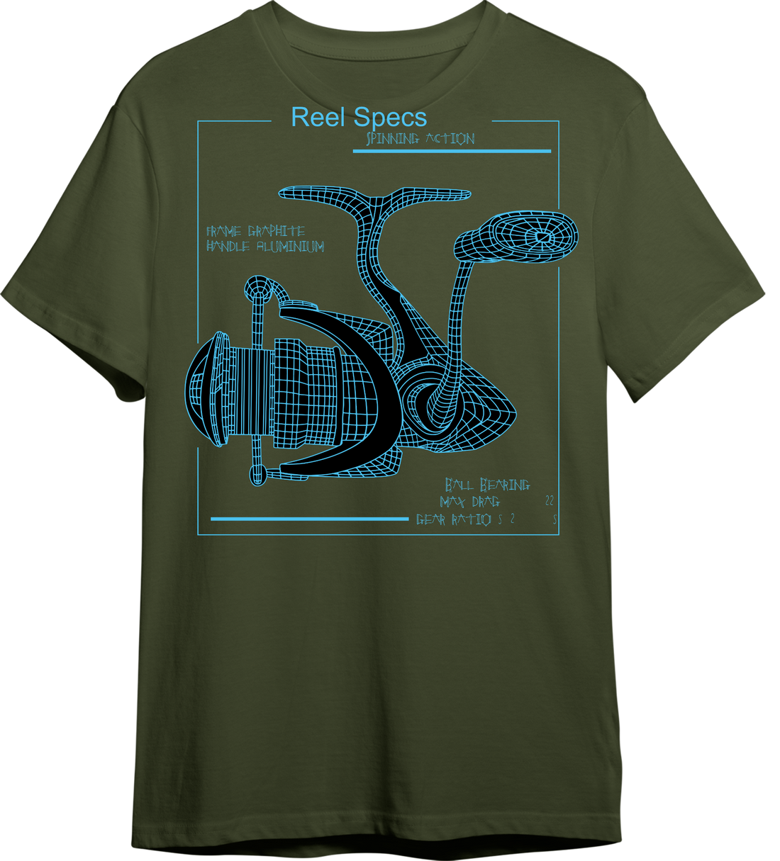 Camiseta Fishing Vandals Reel Specs verde oliva