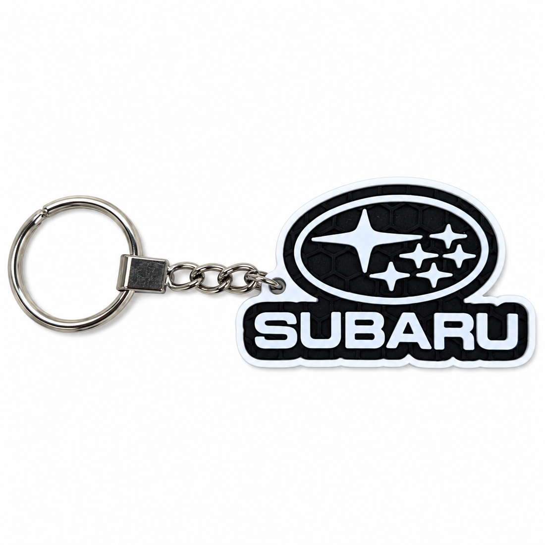 Llavero Subaru 3D blanco y negro