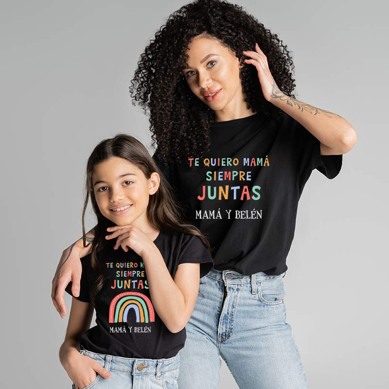 Pack camisetas mamá e hij@ personalizado Arcoiris