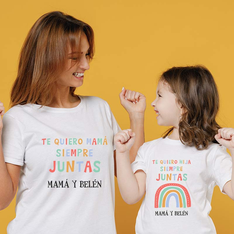 Pack camisetas mamá e hij@ personalizado Arcoiris