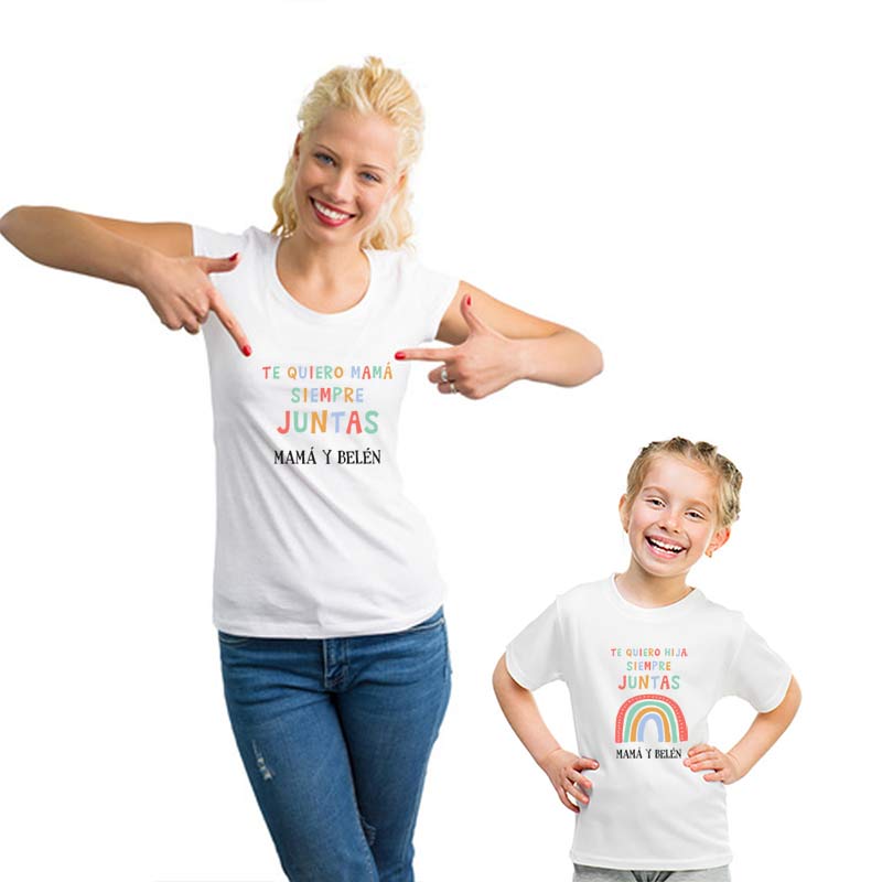 Pack camisetas mamá e hij@ personalizado Arcoiris