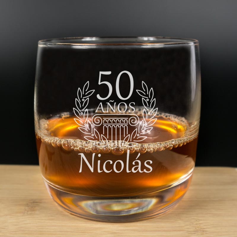 Vaso de whisky grabado para cumpleaños