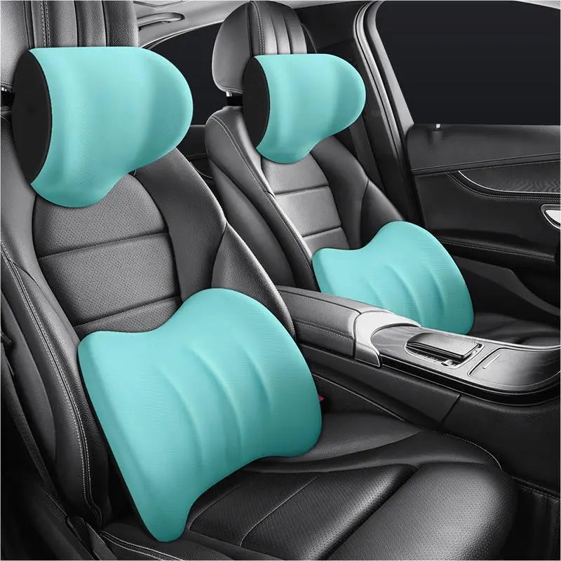 Almohada de Coche de Alta Calidad en Tres Dimensiones con Memoria de Espuma para Cabeza, Cuello y Soporte Lumbar